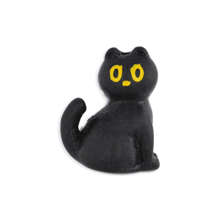 チャーム・黒猫（通し穴・789） / BK(約11×9mm 黒猫（通し穴・789） BK 